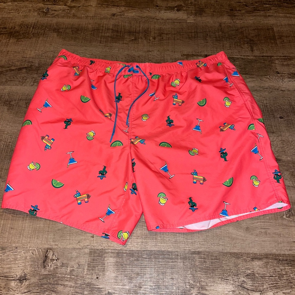 True Nation Coral Pink Margaritas, Limes & Piñatas Swimsuit - Men's Size 4XL EUC - Picture 2 of 6